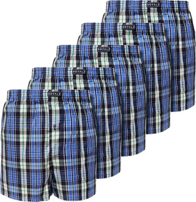 Produktbild von ROYALZ Baumwoll Boxershorts Herren Kariert 5er Pack hoch geschnitten Männer Unterhosen 100 % Baumwollle