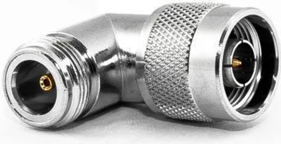 Produktbild von Adapter N-Buchse auf N-Stecker, gewinkelt 90° für Koaxialkabel