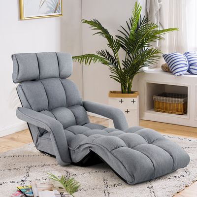 COSTWAY Relaxliege 5-Fach einstellbar, Bodensessel Klappbar, Relaxsessel mit Griff, mit Rückenlehne, Bodenliege für Gaming & Schlafen & Lesen