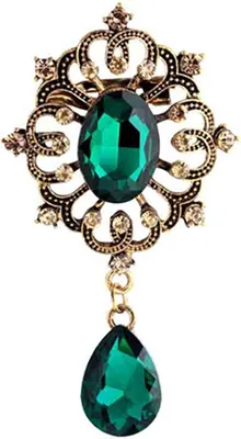 Produktbild von Damen-Brosche mit Strass-Legierung, großer Wassertropfen-Anhänger, Party-Schmuck-Grün
