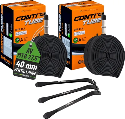 Produktbild von 2x Continental Fahrradschlauch MTB 27,5 Zoll 47/62-584 AV 40 mm mit Reifenheber