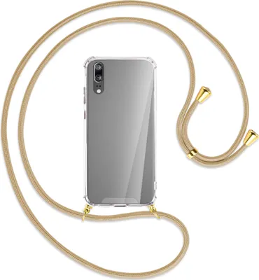 Produktbild von Handykette Backcover-Schutzhülle mit Band (Metall goldfarben) für Huawei P20 - caramel