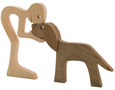 Productafbeelding van Solidchoice - Handgemaakte Houten Hondenfiguur voor Decoratie
