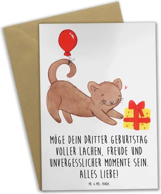 Produktbild von Mr. & Mrs. Panda Grußkarte 3. Geburtstag Glück - Weiß - Geschenk, Alter, glückwunschkarten, Geburtstagsspruch, valentinstagskarte, einladungskarten, Happy Birthday