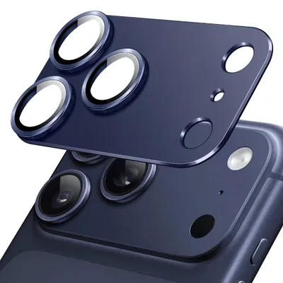 Produktbild von Kameraglas für Apple iPhone 17 Pro Titan Metall Kamera Schutzglas Panzerfolie 3D Titan Blau