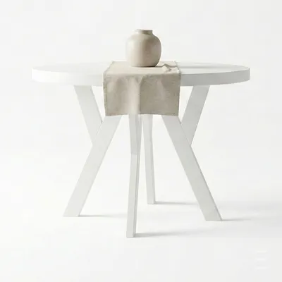 Produktbild von Runder Ausziehbarer Tisch für Esszimmer, PERO, Loft-Stil, Skandinavische, Durchmesser: 80 / 130 cm, Farbe: Weiß