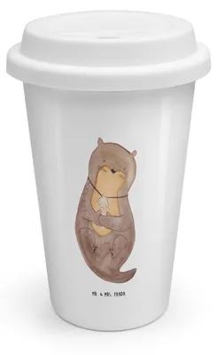 Produktbild von Mr. & Mrs. Panda Thermobecher Otter Muschel - Weiß - Geschenk, Büro, Seeotter, Kaffeebecher To Go, ToGo, Mehrwegbecher, Träumen, Coffee Becher, Süß