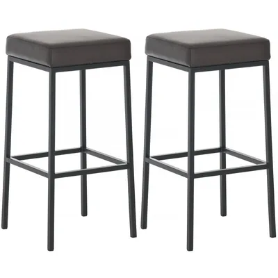 Produktbild von CLP 2er Set Barhocker Montreal Kunstleder gepolsterte Sitze und Fußstütze braun Gestell Farbe schwarz