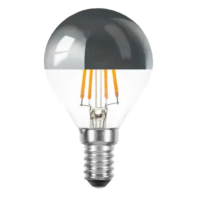 Produktbild von LED Filament Tropfen 4W = 40W E14 Kopfspiegel Silber Glühfaden warmweiß 2200K