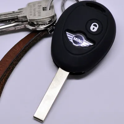 Produktbild von Auto Schlüssel Silikon Schutz Hülle Schwarz kompatibel mit MINI Cooper Cabrio Coupe Clubman 2 Tasten Funk Fernbedienung
