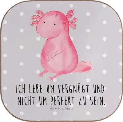 Produktbild von Mr. & Mrs. Panda Untersetzer für Gläser Axolotl Niedlich - Grau Pastell - Geschenk, Weisheit, Freundin, Fröhlich, Tasse, Liebe, Coaster, Tischschoner, gläseruntersetzer