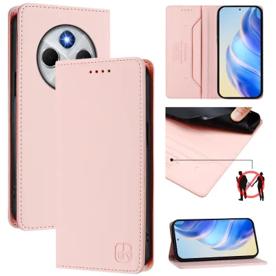 Produktbild von Lederhülle für Xiaomi Redmi 14C/14R/A3 Pro/A4/Poco C75 4G/Poco M7 5G Hülle Flip Brieftasche Kartenfächern Ständer Schutzhülle Pink
