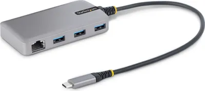 Immagine prodotto di StarTech.com Hub USB-C con Etherenet a 3 porte - 3x porte USB-A, Gigabit Ethernet RJ45, USB 3.0 5Gbps, alimentazione tramite bus, cavo lungo 30 cm - Adattatore hub USB Type-C portatile con GbE