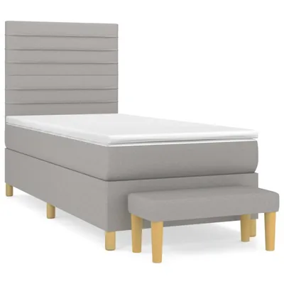 Image de Sommier à lattes de lit avec matelas Gris clair 80x200 cm Tissu