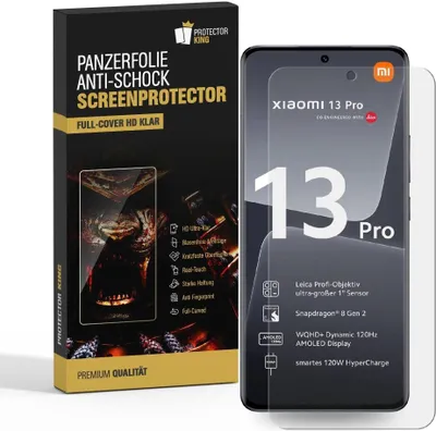 Produktbild von 2x Panzerfolie für Xiaomi 13 Pro FULL CURVED Displayschutz Schutzfolie KLAR/ ANTI-SHOCK/ ANTI-KRATZ/ ANTI-BRUCH/ ANTI-SCHMUTZ