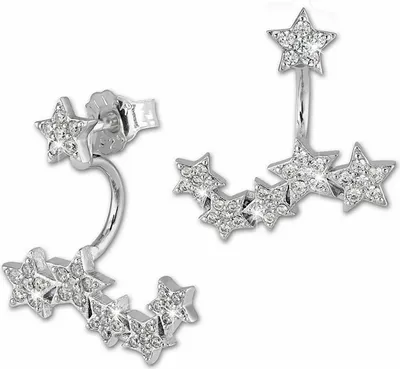Produktbild von SilberDream weiß Ohrringe Ear Cuff Sterne Zirkonia 925 Silber Ohrstecker GSO419W