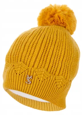 Produktbild von Damenmütze Gelb - Wintermütze - Pomponmütze - warme Mütze - Strickmütze