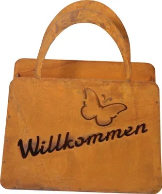 Produktbild von Tasche Willkommen zum Bepflanzen Windlicht Beetdeko Metall Rost Gartendeko 27cm x 32cm Edelrost rostige Deko für den Garten