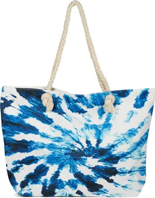 Produktbild von styleBREAKER XXL Strandtasche mit Batik Wirbel Muster | Damen Shopper mit Reißverschluss und Kordelhenkel | Badetasche im Boho Look | 56 x 38 x 17 cm