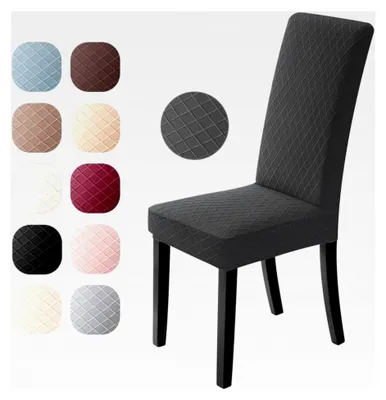 Produktbild von Stuhlhussen 4er Set Universelle Stretch-Stuhlhussen Moderne Jacquard-Husse Abnehmbare Stuhlbezüge für Esszimmer, Bankett-Dekoration und Hochzeitsfeiern (Dunkelgrau, 4 Stück)