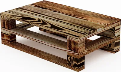 A wooden pallet coffee table on a white background.