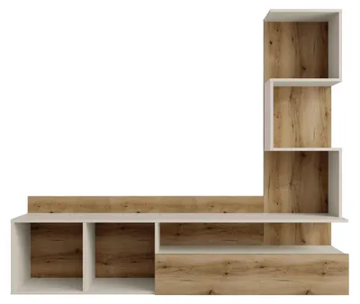 Produktbild von Masseno TV-Schrank AMIL 180,1 cm Fernsehschrank mit 1 Türen TV-Lowboard für Wohnzimmer Modern 180,1x33,2x155,8 cm Kaschmir / Eichefarben