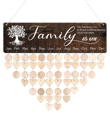 Image de Solidchoice - Calendrier en bois pour les anniversaires, idéal pour les souvenirs et la décoration
