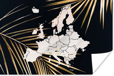 Produktbild von MuchoWow® Poster Karte - Europa - Palme 30x20 cm - Plakate - Print