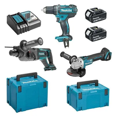 Image de Pack 3 outils MAKITA DLX3078MJ (DDF482 + DGA504 + DHR241) 18V Li-Ion (3x4Ah)