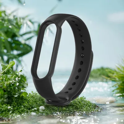 Produktbild von Armbandwager-Accessoires Weichhaltiges TPU Ein-Stück Smart Watch Band Ersatz für Xiaomi Mi Band 4/5/6/7-Schwarz a