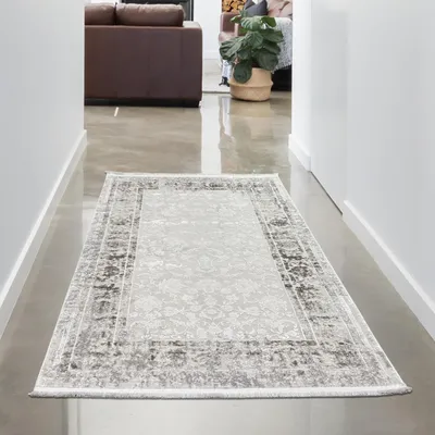 Zdjęcie produktu dla Dywan wełniany Vintage orientalny miękki i łatwy w pielęgnacji ponadczasowy elegancki do salonu i sypialni w kolorze szarym Rozmiar - 80 x 150 cm