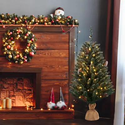 Produktbild von FCH 90 cm Künstlicher Weihnachtsbaum aus PVC mit Metallständer und 100 Lichtern