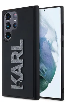Image de Étui pour Samsung Galaxy S23 Ultra - Coque arrière Karl Lagerfeld 3D Rubber Glitter Logo - Noir