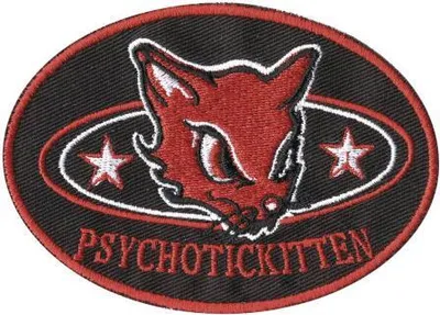 Produktbild von Aufnäher - Psycho Katze - 00364 - Gr. ca. 9 x 6 cm - Patches Stick Applikation