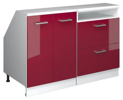 Produktbild von Küchenschrank für Dachschrägen Vicco R-Line Rot Hochglanz 120 cm 2er Set Schrankkorpuss 60 cm Tiefe, Model 60371