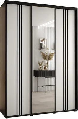Produktbild von MEBLE KRYSPOL Davos 7 Schrank, drei Türen - 235,2x180x45 cm - Schwarz Weiß Schwarz