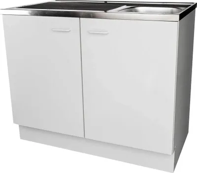 Produktbild von Küchenspülenschrank, Auflagespüle, 2 Türen, 850 x 1000 x 600 mm, weiß