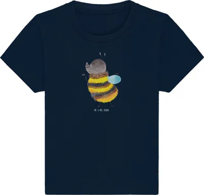 Produktbild von Mr. & Mrs. Panda Babyshirt Hummel flauschig 6. - 12. Monat - French Navy - Geschenk, Natur, Kinder Shirt, Lustige Sprüche,  T-Shirt, Baby, Blume, Biene