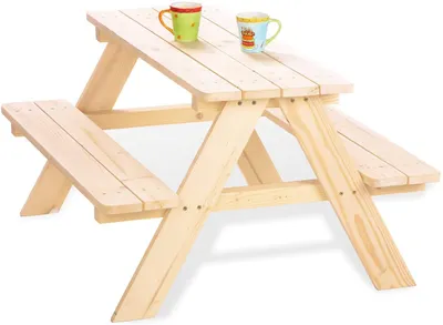 Produktbild von Pinolino Kindersitzgarnitur Nicki für 4, aus massivem Holz, 2 Bänke mit 1 Tisch, empfohlen für Kinder ab 2 Jahren, natur