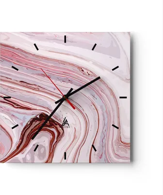 Produktbild von Wanduhr - Quadrat - Glasuhr - Abstraktion modern - 40x40cm - Schleichendes Uhrwerk - Lautlos - zum Aufhängen bereit - Dekoration Modern - Wanddekoration aus Glas - C3AC40x40-4051