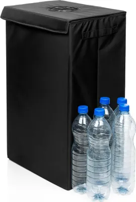 Produktbild von Valle Verde 90L Pfandflaschen Sammelbehälter mit Deckel Pfandbehälter Flaschentasche Flaschenaufbewahrung Oranizer mit Innentasche 43 x 33 x 70 cm