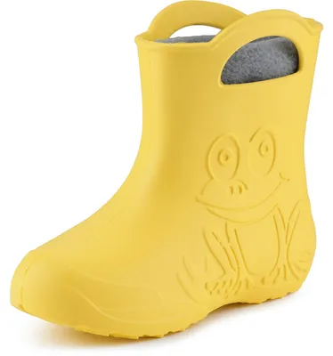 Produktbild von Ladeheid Eva Kinder Jungen Mädchen Gummistiefel Regenschuhe gefüttert LA-CA-03 (Gelb/Grau, 26/27 EU)