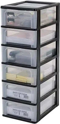 Immagine prodotto di Divisorio da ufficio con 6 cassetti, struttura a griglia, dimensioni 26 x 35,5 x 72,5 cm - nero