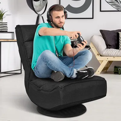 Produktbild von GOPLUS Drehbarer Bodenstuhl, Klappbarer Bodensessel, Bodensitzkissen mit Verstellbarer Rückenlehne, Faules Sofa, Gepolstert