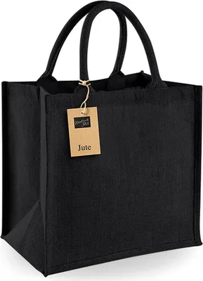 Image de Westford Mill W413 | Jute Tote Midi 30 x 30 x 19 cm - Couleur : Black/Black - Taille : One Size