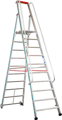 Produktbild von Euro-Profi Alu Podestleiter mit großem Standpodest Mod. S326 - Stufenanzahl: 10, Länge: 3,50 m