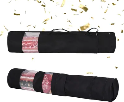 Produktbild von Relaxdays Geschenkpapier Aufbewahrung, 2er Set, 2 extra Fächer, Griffe, HxD: 85 x 17 cm, Geschenkpapiertasche, schwarz