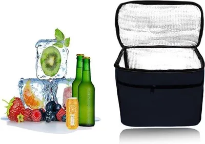 Obrázek produktu pro Unyqoos® Termotaška na oběd – izolovaná chladicí a pikniková taška, objem 10 litrů (27×17×24 cm), voděodolný materiál Oxford, hliníková izolace, zip, 2 síťové kapsy