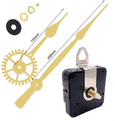 Zdjęcie produktu dla Zestaw do naprawy mechanizmu kwarcowego z długimi wskazówkami do dużych zegarków, 50–60 cm, złoty