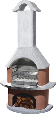 Produktbild von Buschbeck Gartengrillkamin Davos weiß-terrakotta mit Edelstahlblende 90090.000